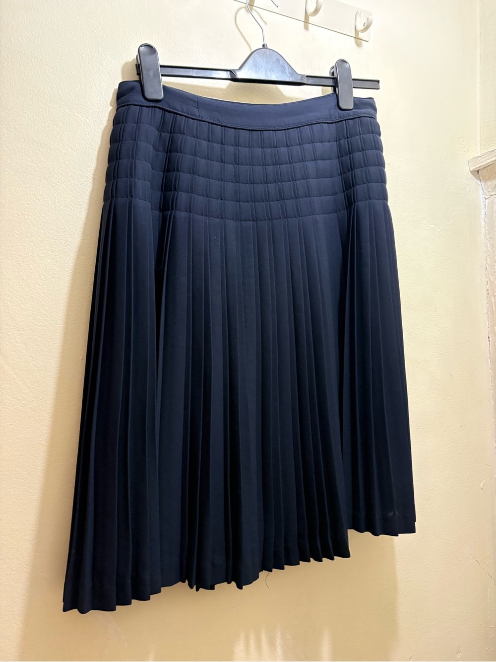 J. Crew Navy Pleated Midi Skirt